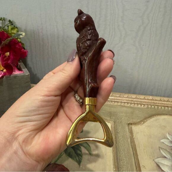 Vintage 70s Look Groovy Owl Figurine Brass Bottle Opener Adorable - Picture 10 of 16